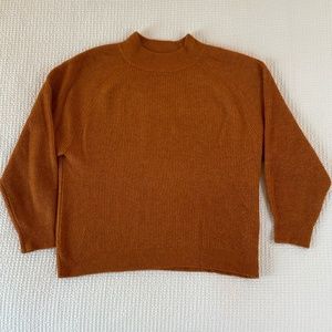 GAP Orange Waffle Knit Mock Neck Sweater